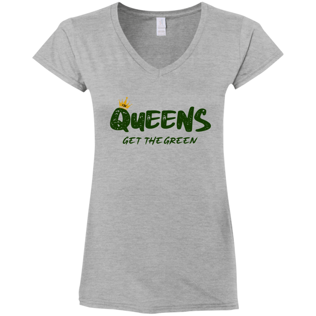 QGTG Ladies' Fitted Softstyle V-Neck T-Shirt