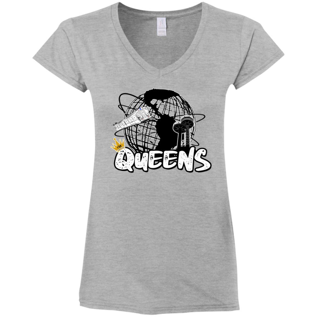 Queens Unisphere Ladies' Fitted Softstyle V-Neck T-Shirt