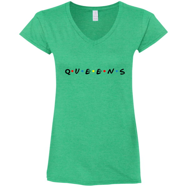 Friends of Queens Ladies' Fitted Softstyle V-Neck T-Shirt