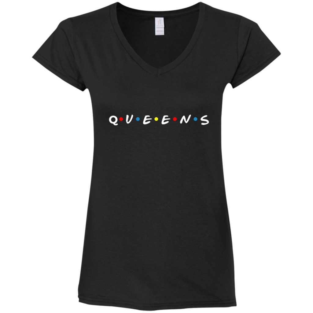 Friends of Queens Ladies' Fitted Softstyle V-Neck T-Shirt