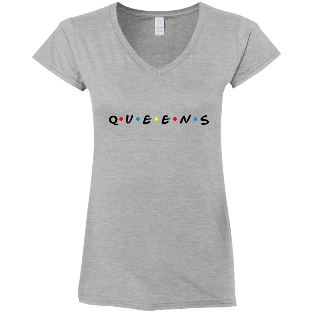 Friends of Queens Ladies' Fitted Softstyle V-Neck T-Shirt