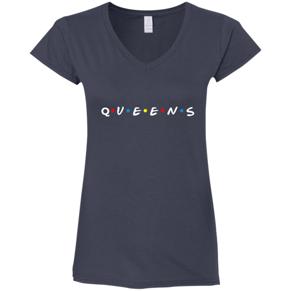 Friends of Queens Ladies' Fitted Softstyle V-Neck T-Shirt