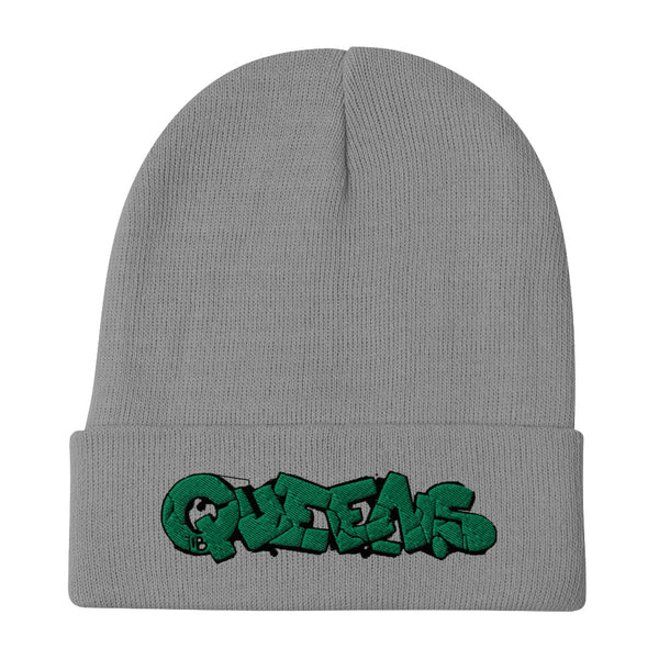 Queens Solid Green Graffiti Beanie